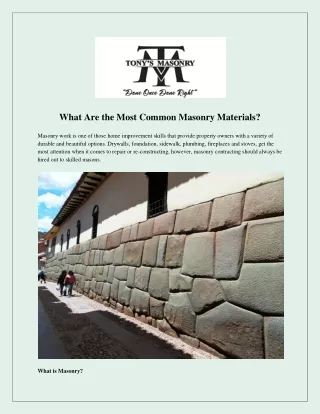 What Are the Most Common Masonry Materials?