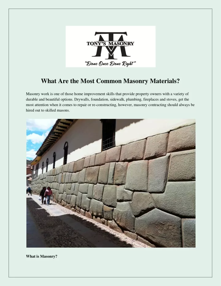 what are the most common masonry materials