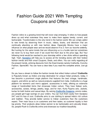 fashion guide 2021 with tempting coupons and offers