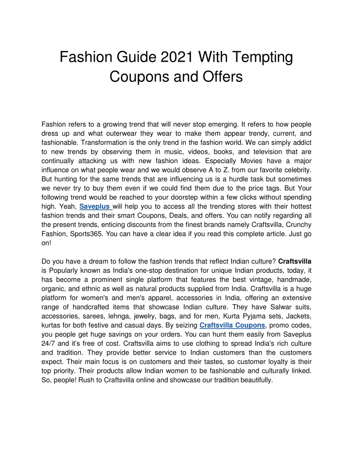 fashion guide 2021 with tempting coupons and offers