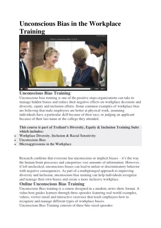 unconscious bias in the workplace training