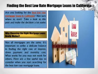 finding the best low rate mortgage loans