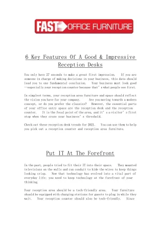6 key features of a good impressive reception