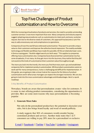 top five challenges of product top five
