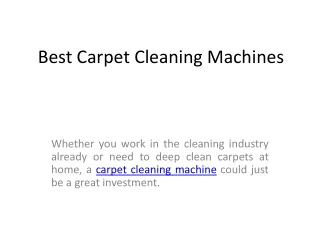 best carpet cleaning machines