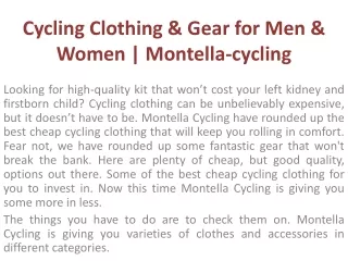 Cycling Clothing & Gear for Men & Women | Montella-cycling