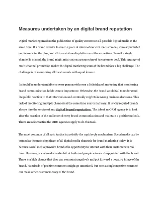 Measures undertaken by an digital brand reputation