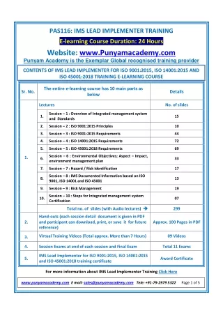 pas116 ims lead implementer training