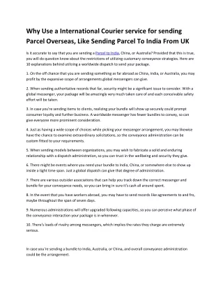 why use a international courier service