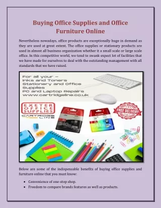 Buying Office Supplies and Office Furniture Online