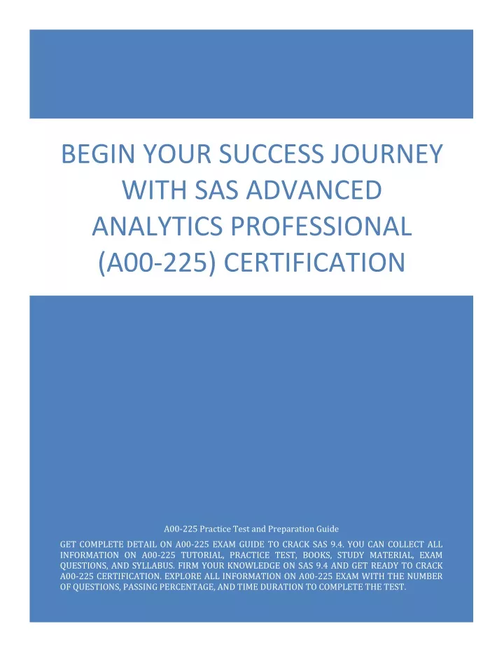 begin your success journey with sas advanced