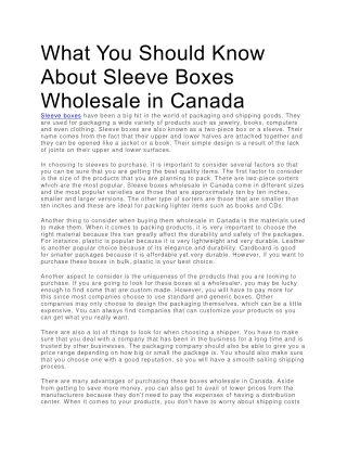 Sleeve Box in Canada