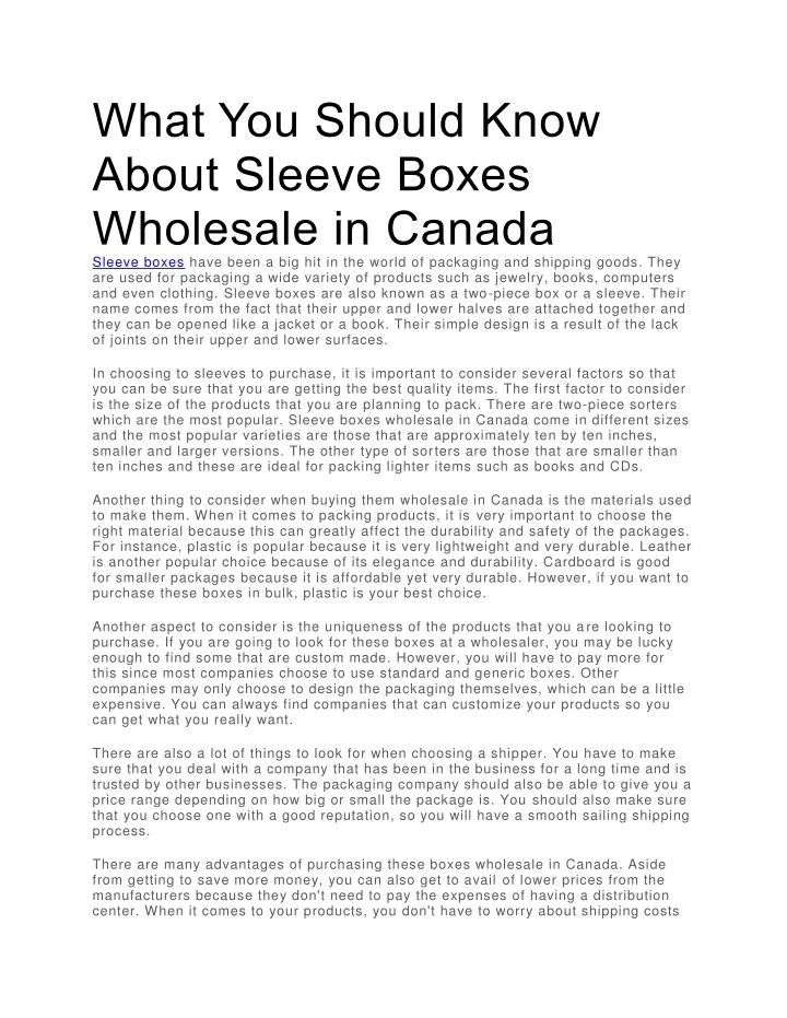 what you should know about sleeve boxes wholesale