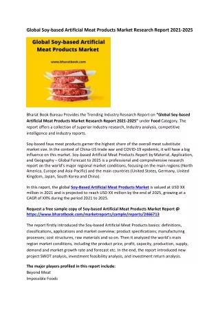 global soy based artificial meat products market