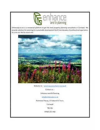 Planning Consultants Cornwall | Enhancelp.co.uk