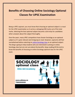 benefits of choosing online sociology optional