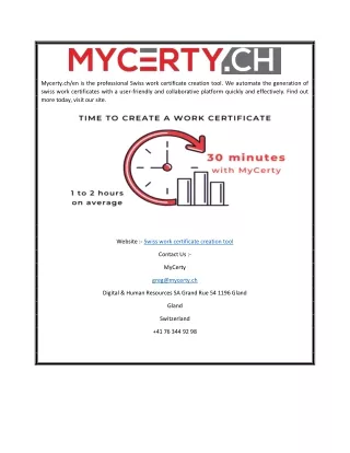 Swiss Work Certificate Creation Tool | Mycerty.ch/en