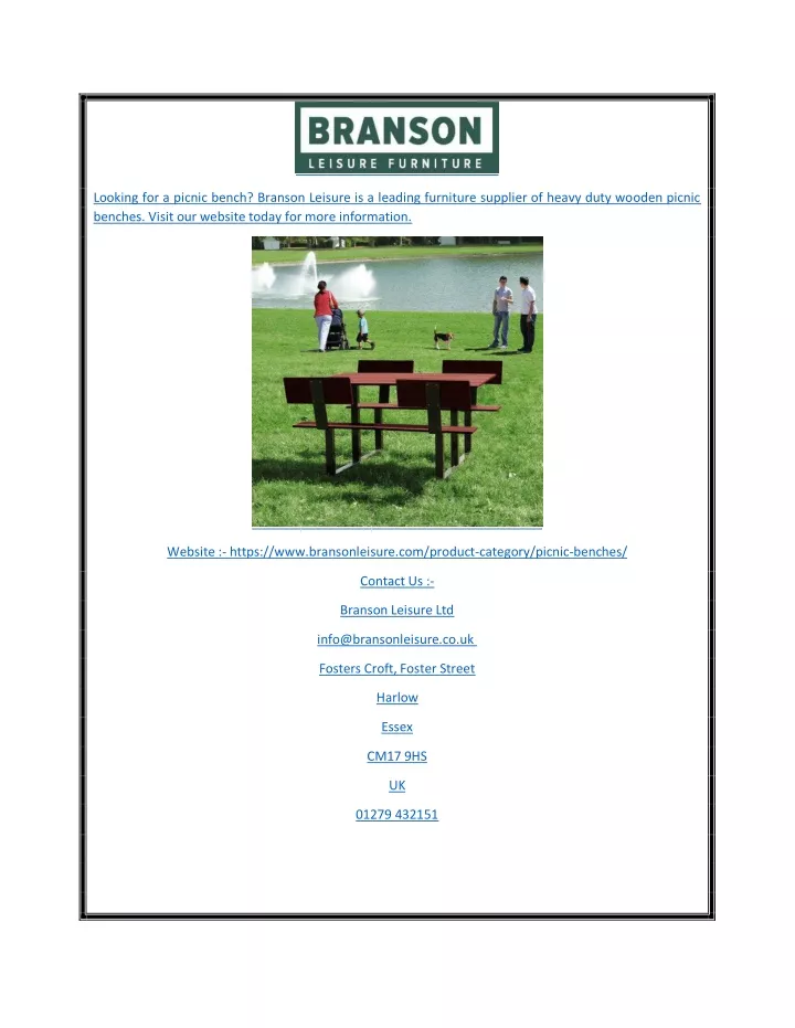 looking for a picnic bench branson leisure