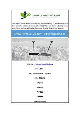 Snow Removal Calgary | Hblandscaping.ca