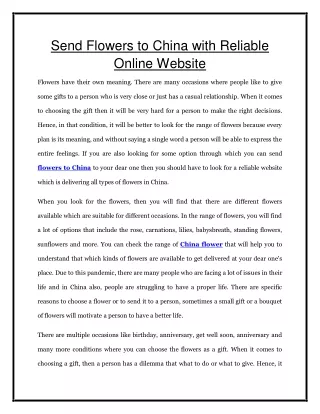 send flowers to china with reliable online website