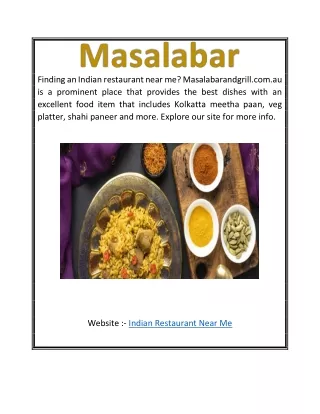Indian Restaurant Near Me | masalabarandgrill.com.au