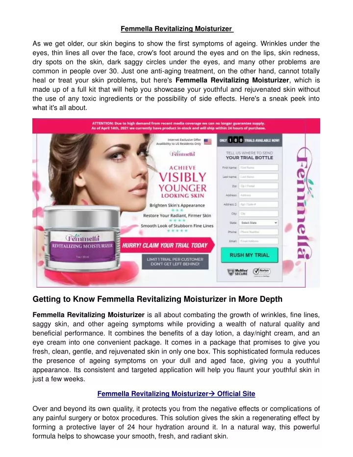 femmella revitalizing moisturizer