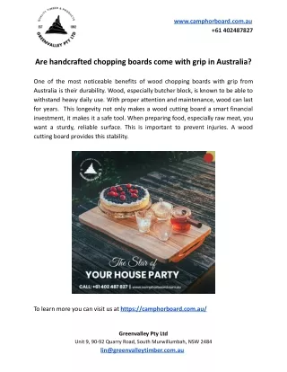 Are handcrafted chopping boards come with grip in Australia?