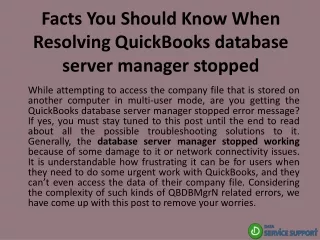 facts you should know when resolving quickbooks database server manager stopped