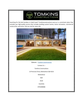 Tomkins Constructions | Tomkinsconstructions.com.au