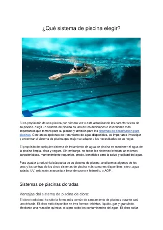 qu sistema de piscina elegir