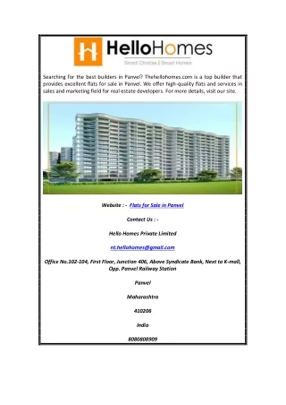 Flats for Sale in Panvel | Thehellohomes.com