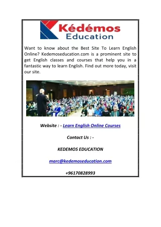 Learn English Online Courses | Kedemoseducation.com