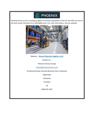 Aroma Chemicals Supplier in UK | Phoenixaromas.co.uk