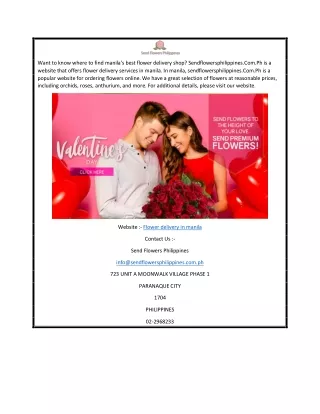 Flower Delivery in Manila | Sendflowersphilippines.com.ph
