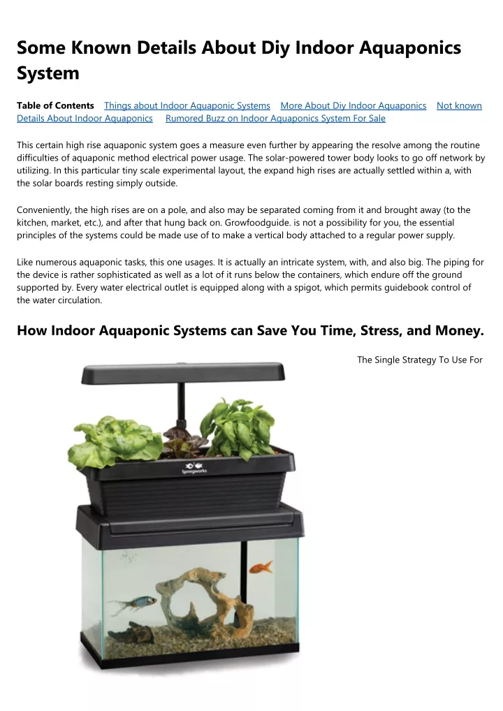 some known details about diy indoor aquaponics