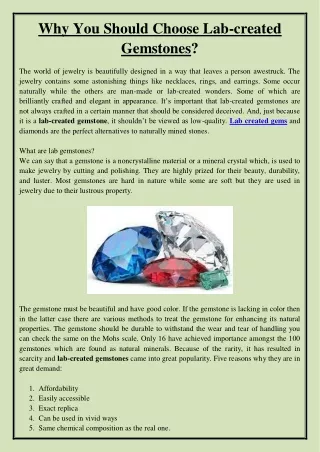 why you should choose lab created gemstones