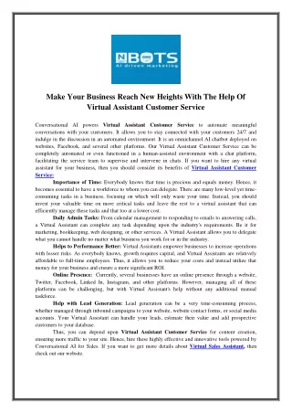 Virtual Assistant Customer Service