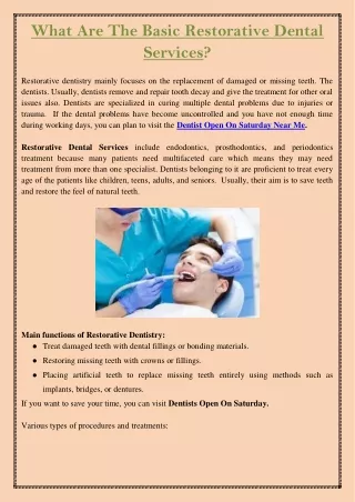 what are the basic restorative dental services
