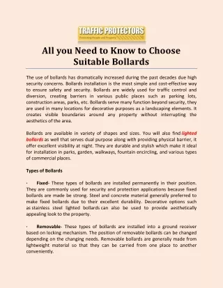 all you need to know to choose suitable bollards