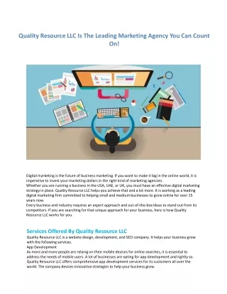 Quality Resource LLC Is The Leading Marketing Agency You Can Count On!