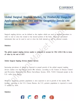 Surgical staplers market