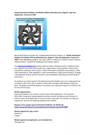 global automotive radiator fan market 2026