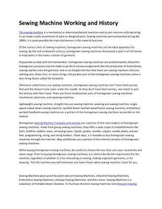 sewing machine working and history