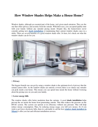 How Window Shades Helps Make a House Home?