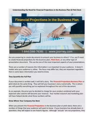 understanding the need for financial projectons