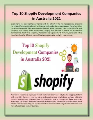 top 10 shopify development companies in australia