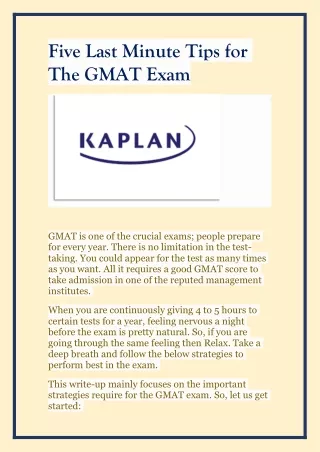 five last minute tips for the gmat exam