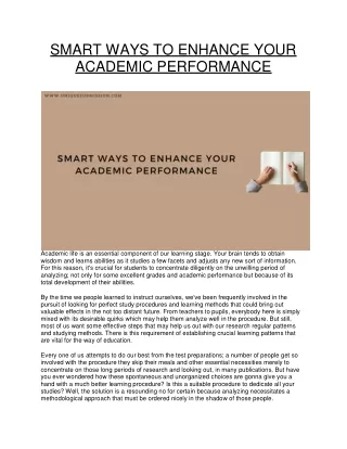 SMART WAYS TO ENHANCE YOUR ACADEMIC PERFORMANCE