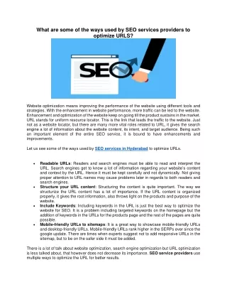 what are some of the ways used by seo services