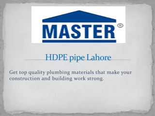 hdpe pipe lahore